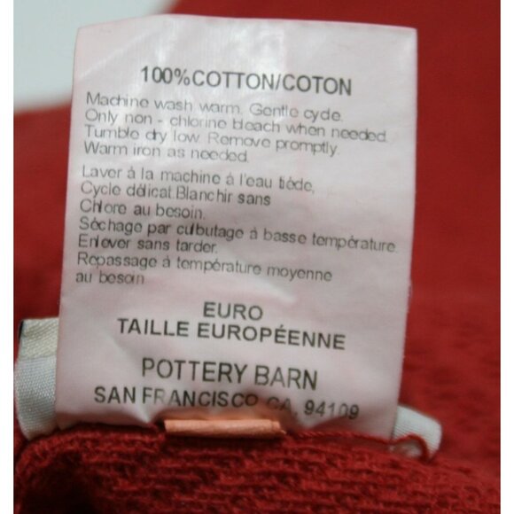 Pottery Barn Rust Orange Matelassé Euro Shams Set of 2 Cotton Fall Farmhouse - Picture 7 of 7